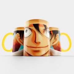 Чашка Fan Girl Луффи лицо Ванпис Большой Куш - One Piece (15722) 330 мл Желтый Херсон