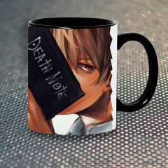 Чашка Fan Girl Лайт L Death Note (5618) 330 мл Черный Вишневе