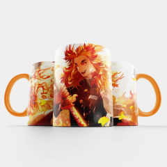 Чашка Fan Girl Кеджуро Клинок рассекающий демонов - Demon Slayer: Kimetsu no Yaiba (15757) 330 мл Оранжевый Енергодар