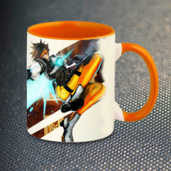 Чашка Fan Girl Трейсер Tracer Overwatch New (14448) 330 мл Оранжевый Вишневе