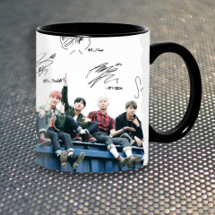 Чашка Fan Girl Группа BTS Bangtan Boys БТС Автограф (7083) 330 мл Черный Киев