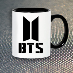 Чашка Fan Girl Лого BTS Bangtan Boys БТС (7102) 330 мл Черный Балаклея