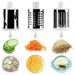 Универсальная механическая овощерезка мультислайсер TableTop Drum Grater 3 насадки (1756374727) Орехов