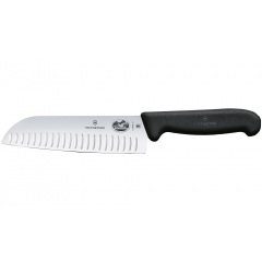 Нож кухонный Victorinox Fibrox Santoku 170 мм рифленый Черный (5.2523.17) Доманівка