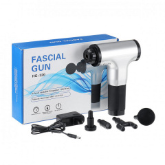 Портативный ручной мышечный массажер для тела Fascial Gun HG-320 Silver-Black (SMT179524381) Доманівка