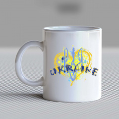 Кружка чашка белая с принтом "Желтое сердце и герб Украины Ukraine" Кавун Акимовка
