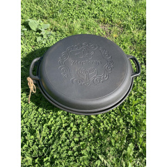 Казан чугунный узбекский WOK с крышкой сковородой-гриль Maysternya 12 л Черный (1809358365) Приморск