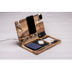 Подставка из дерева для двух телефонов/часов Apple ecoWalnut 300x231x210 мм Киев