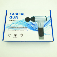 Портативный ручной массажер для тела 4 насадки Fascial Gun HG-320 Синий (SMT194849299) Виноградів