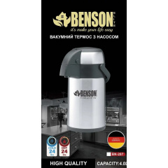 Термос помповый для горячих или холодных напитков Benson BN 287 4 л Стальной Курінь