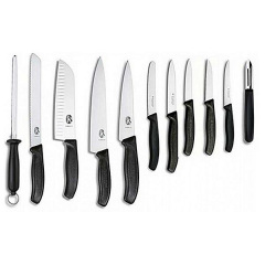 Набор кухонных ножей и подставки Victorinox Swiss Classic Cutlery Block 12 предметов Черные (6.7153.11) Івано-Франківськ