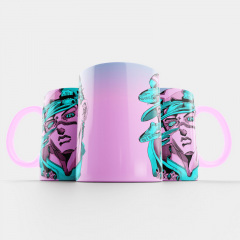 Чашка Fan Girl Джотаро диски Невероятные приключения ДжоДжо - JoJo’s Bizarre Adventure (14799) 330 мл Розовый Хмельницкий