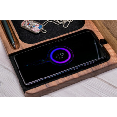 Деревянный органайзер на стол с беспроводной зарядкой ecoWalnut 300x231x210 мм Изюм