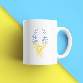 Кружка чашка белая с принтом "Ангел-спортсмен" Кавун