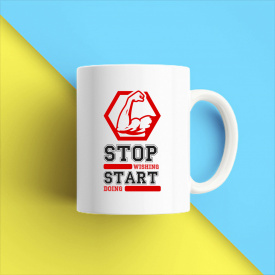 Кружка чашка белая с принтом "ММА: Stop wishing start doing" Кавун