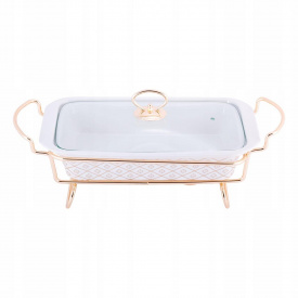 Мармит прямоугольный с подставкой Kamille 1,3 л Белый (KM-6416)