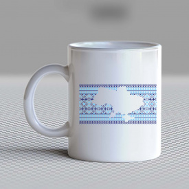 Кружка чашка белая с принтом "Карта Украины на фоне синего орнамента" Кавун