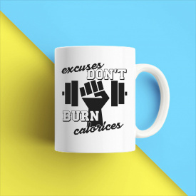 Кружка чашка белая с принтом "Excuses dont burn calories" Кавун