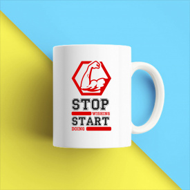 Кружка чашка белая с принтом "Stop wishing start doing" Кавун