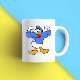 Кружка чашка белая с принтом "Дональд Дак силач" Кавун