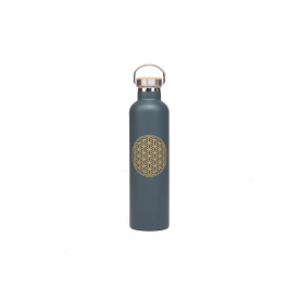 Термобутылка из нержавеющей стали Bodhi Цветок Жизни 1000 мл Антрацит