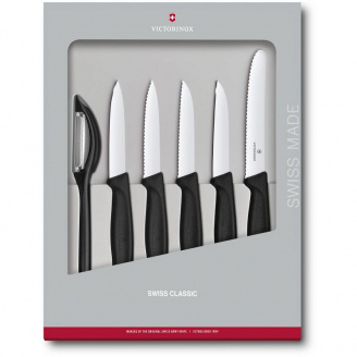 Набор кухонных овощных ножей и овощечистки Victorinox Swiss Classic Paring Set 6 предметов Черный (6.7113.6G)