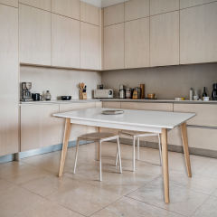 Стол обеденный Tobi Sho BON прямоугольный для кухни, столовой, 1180х680х750 мм Белый/Лак Курень