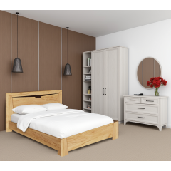 Кровать двуспальная Tobi Sho LIBERTY ДСП, 1600х2000 мм Дуб крафт золотой Братское