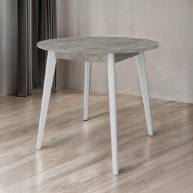 Стіл обідній Tobi Sho BON круглий для кухні, їдальні, вітальні, 880х880х750 мм Бетон/Білий