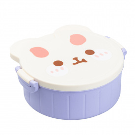 Ланч-бокс детский со столовыми приборами Happy Life Rabbit 18*18*7 см лиловый (HP12270V)