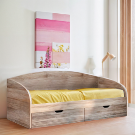 Ліжко односпальне Tobi Sho COMFORT з шухлядами для дитячої кімнати, 800х1900 мм Дуб сонома/Дуб трюфель