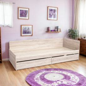 Ліжко односпальне Tobi Sho SONATA/800 для дитячої кімнати з двома шухлядами, 800х1900 мм Дуб крафт білий