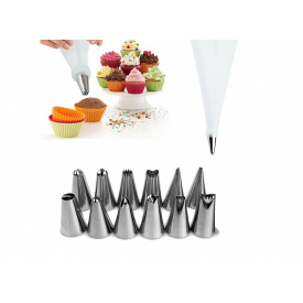 Комплект 12 насадок и силиконовый кондитерский мешок белый HMD 430-8725163