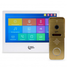 Комплект відеодомофона Light Vision: домофон 10" Singapore (AI) FHD White та відеопанель RIO FHD Gold