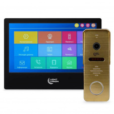 Комплект відеодомофона Light Vision: домофон 10" Singapore (AI) FHD Black та відеопанель RIO FHD Gold