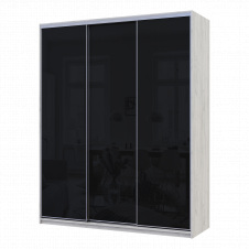Шафа купе Сіті Лайт Слім Біле Дерево Скло Чорне 180х60х225 (44900305)