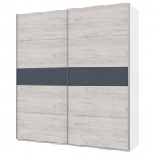Шафа купе Doros G-Caiser Білий / Дуб Крафт Білий вставка Графіт 2 ДСП / 5 частин 220х60х240 (42005010)