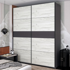 Шафа купе Doros G-Caiser Графіт Дуб Крафт Білий/Вставка Графіт 2 ДСП / 4 частини 200х60х240 (42005067)