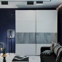 Шафа купе Doros G-Caiser Графіт / Білий вставка Бетон 2 ДСП / 4 частини 220х60х240 (42001013) Херсон