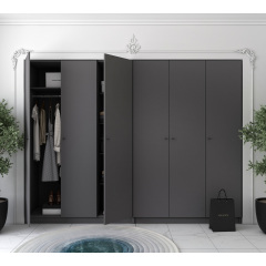 Шафа для одягу комплект Промо Графіт Графіт 3+3 ДСП 270х48х204 (42005070) Ворожба