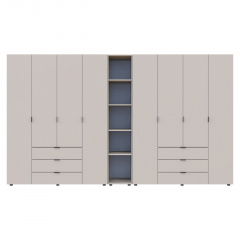 Розпашна Шафа для одягу Doros Гелар з Етажеркою Кашемір 4+4 ДСП 348.2х49.5х203.4 (80737654) Петрово