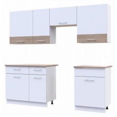 Кухня Doros Лея Білий / Білий вставка Дуб Cонома 220х60х250 (81359337) Фастов