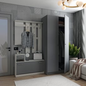 Передпокій Doros Alice та шафа Promo 2 ДСП Дуб Крафт Белый/Графит (44900292)