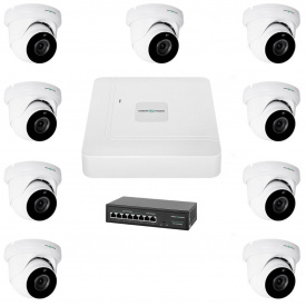 Комплект відеоспостереження на 9 камер GreenVision GV-IP-K-W77/09 5Mp (LP23194)