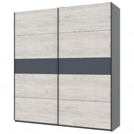 Шафа купе Doros G-Caiser Графіт / Дуб Крафт Білий вставка Графіт 2 ДСП / 5 частин 220х60х240 (42005009)