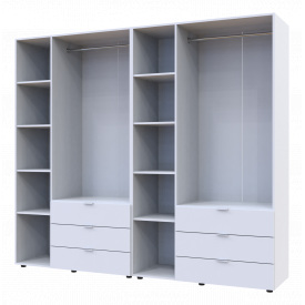 Распашной шкаф для одежды Гелар Doros 3+3 двери ДСП 2324х495х2034 мм цвет белый