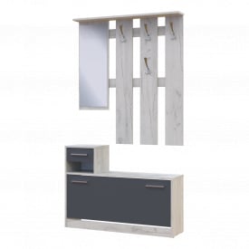 Передпокій Doros Alice Дуб крафт білий/Графіт 1 дзеркало 100х25х182.9 (44900291)