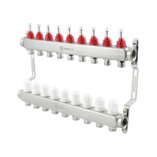 Коллектор теплого пола Polmark 1″3/4″ c 9 выходами, с расходомерами (PSMF109)