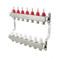 Коллектор теплого пола Polmark 1″3/4″ c 7 выходами, с расходомерами (PSMF107)