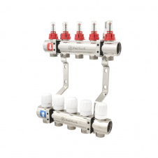Коллектор теплого пола Polmark 1″3/4″ c 5 выходами, с расходомерами (PBMF105)